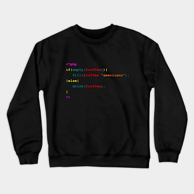 Coffee Code Programmer Crewneck Sweatshirt by Hygra Creative